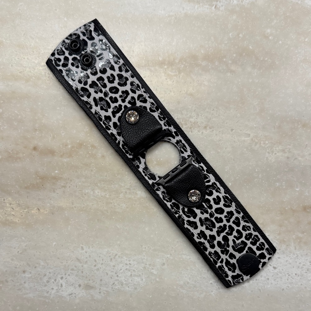 Leopard Print Black and White Cuff Style Watchband